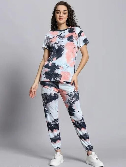 Women's Casual Tie Dye Print Night Suit